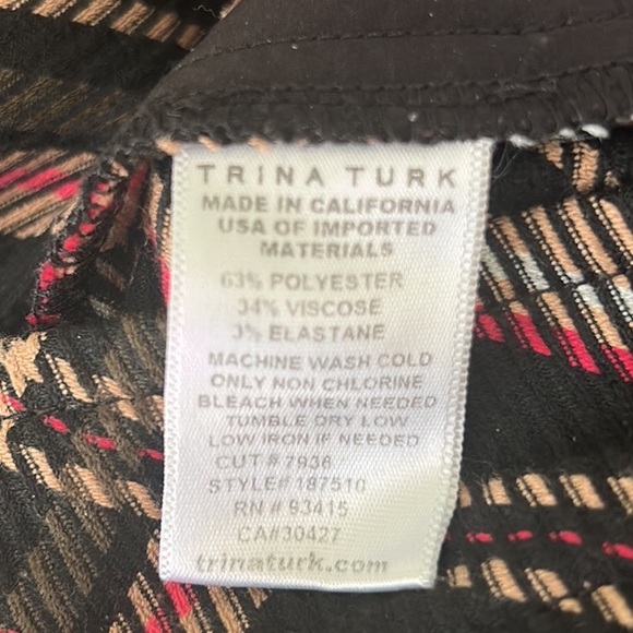 Trina Turk Estevan Black Plaid Checker Cropped Trousers Pants - 2 - Picture 13 of 15